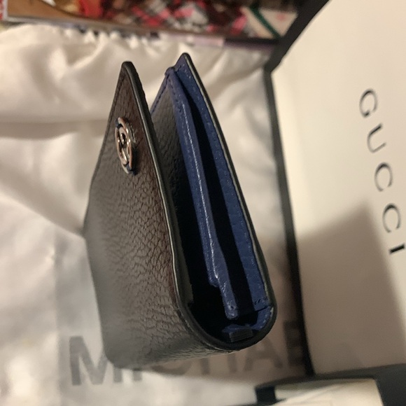 EUC Gucci GG black long bifold wallet with blue interior - Picture 7 of 12